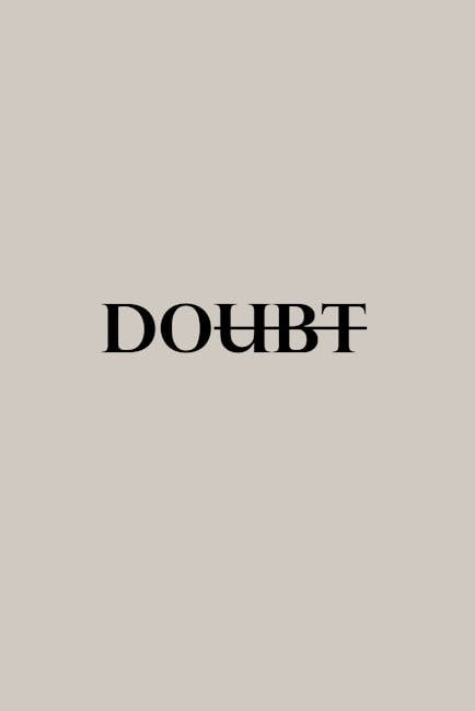 pexels-photo-5238645-5238645 Simple minimalist poster with the word 'Doubt' in bold typography on a gray background.